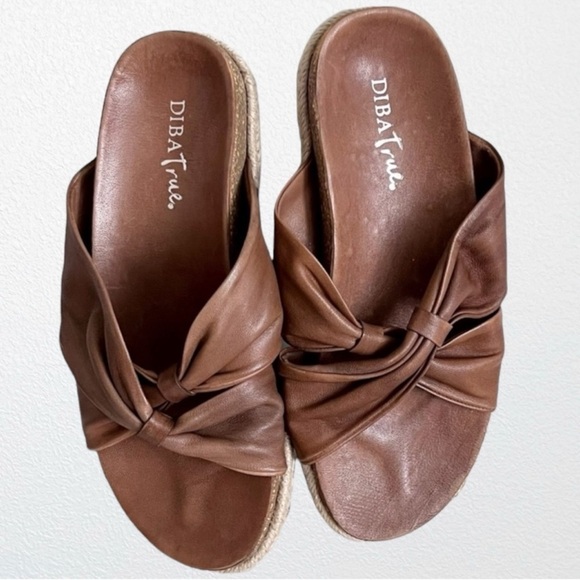 Diba True Ka Sha Slide Leather Sandal SZ 8M Brown - Picture 1 of 8
